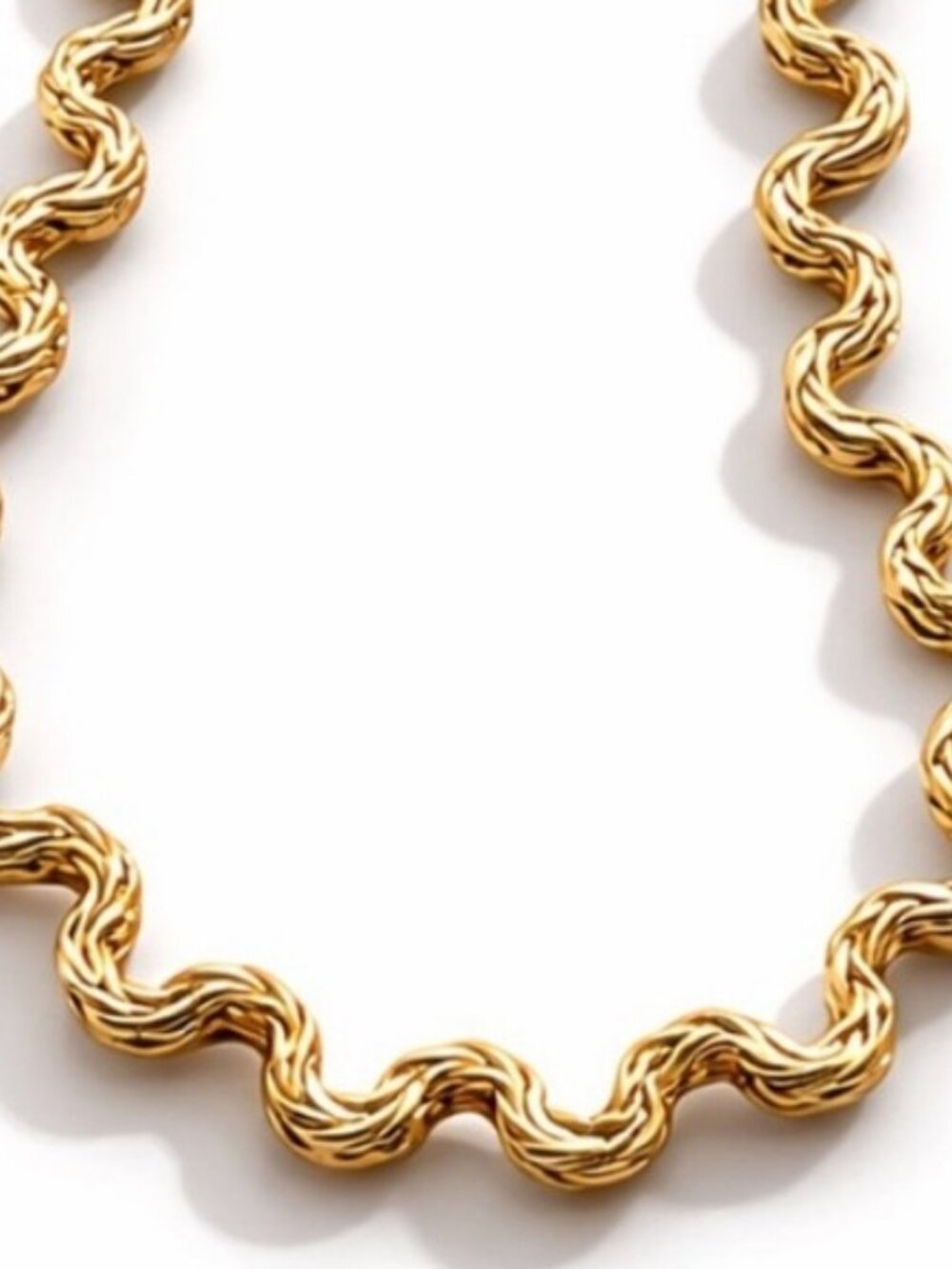 New! Gold Wave Winding Channel Chain Necklace NWOT (3048)